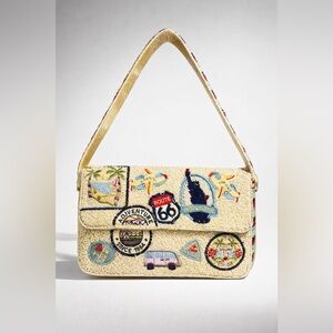 Viral Route 66 Travel Patches Beaded Shoulder Bag-NWT
